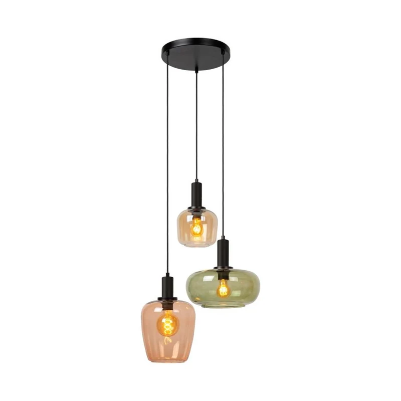 Lucide Ilona 3-Light Pendant Lamp Black
