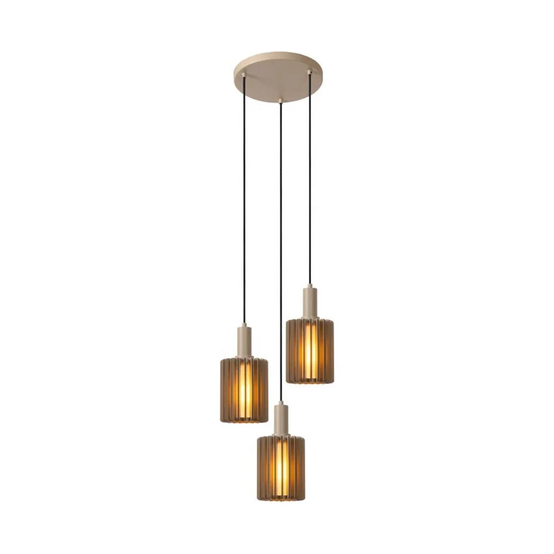 Lucide Lambres 3-Light Pendant Lamp Taupe