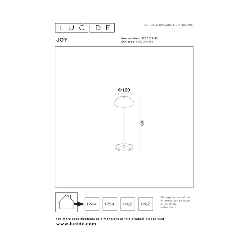Lucide Joy Rechargeable Outdoor Table Lamp