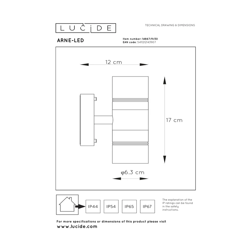 Lucide Arne LED Outdoor Wall Lamp