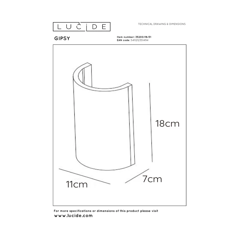 Lucide Gipsy Wall Lamp