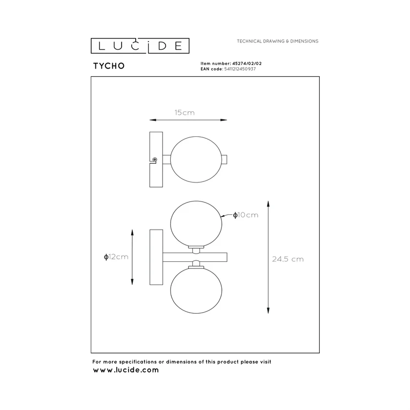 Lucide Tycho Wall Lamp