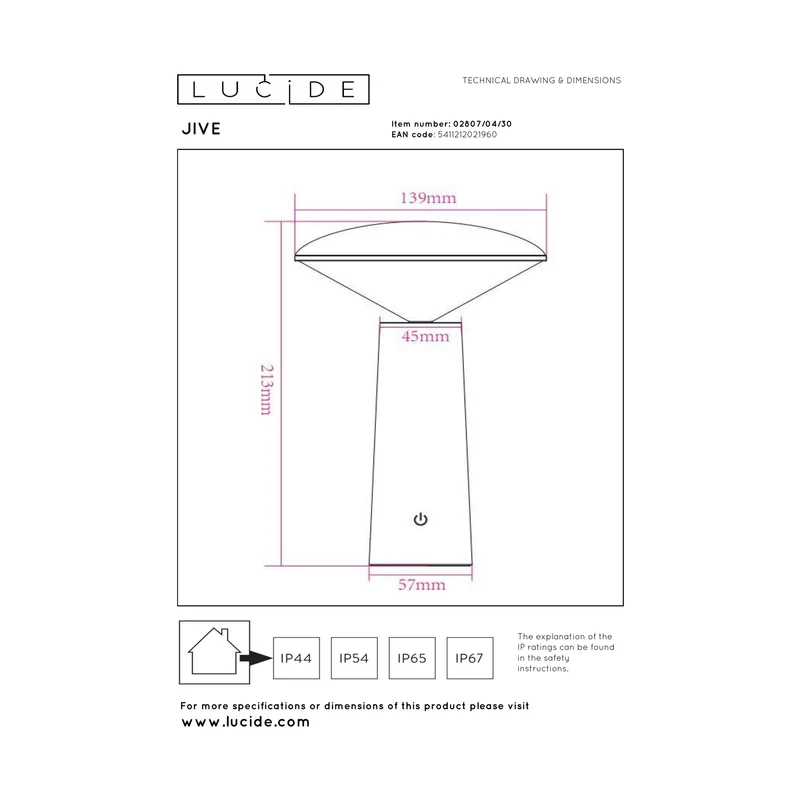 Lucide Jive Rechargeable Outdoor Table Lamp