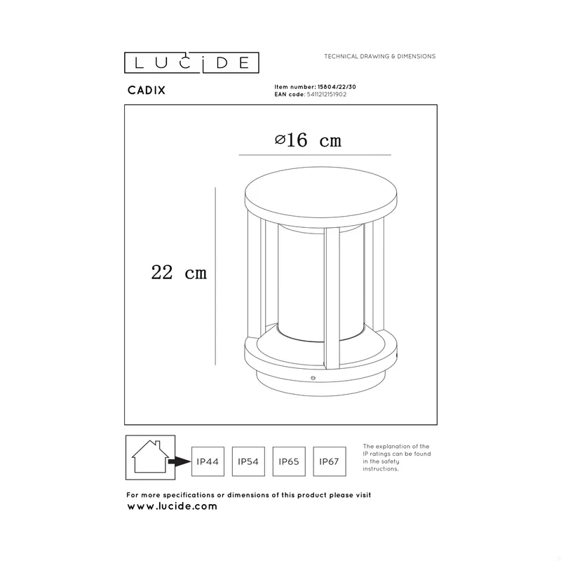 Lucide Cadix Bollard Lamp