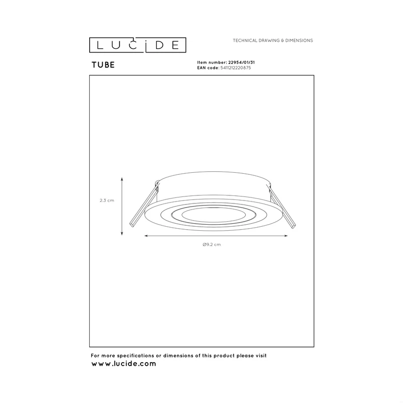 Lucide Tube Recessed Spot