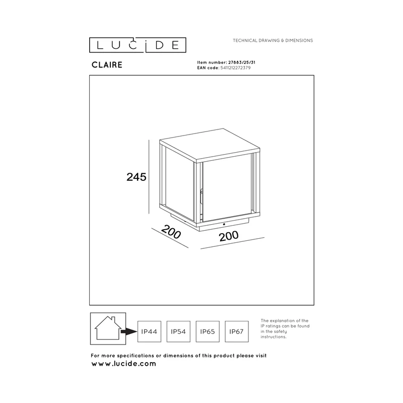 Lucide Claire Bollard Lamp