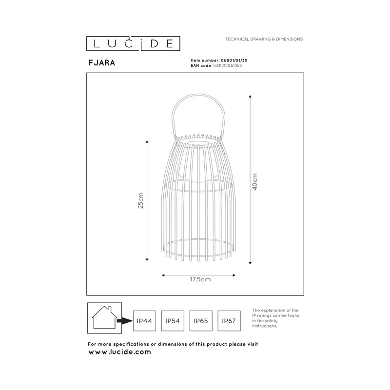 Lucide Fjara Rechargeable Outdoor Table Lamp