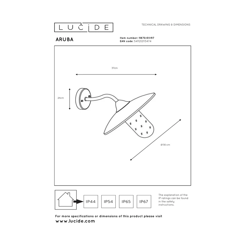 Lucide Aruba Outdoor Wall Lamp