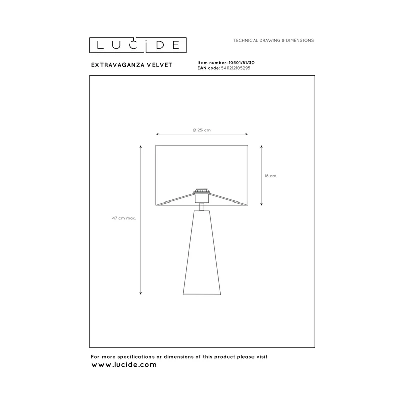 Lucide Extravaganza Velvet Table Lamp