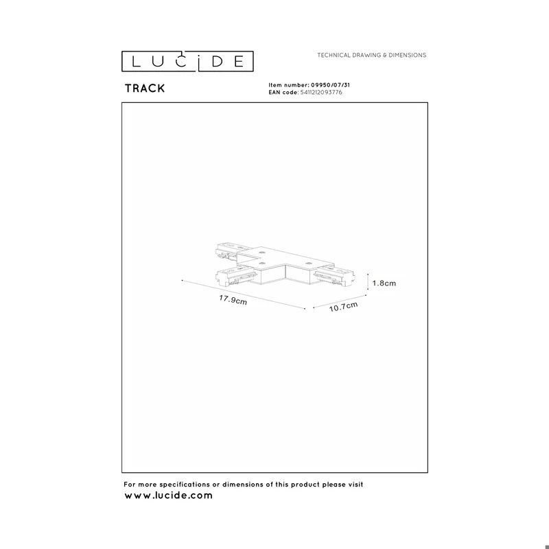 Lucide Track T-Koppelstuk B 1-Phase Track System