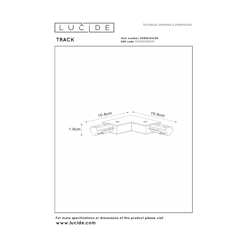 Lucide Track L-Koppelstuk 1-Phase Track System