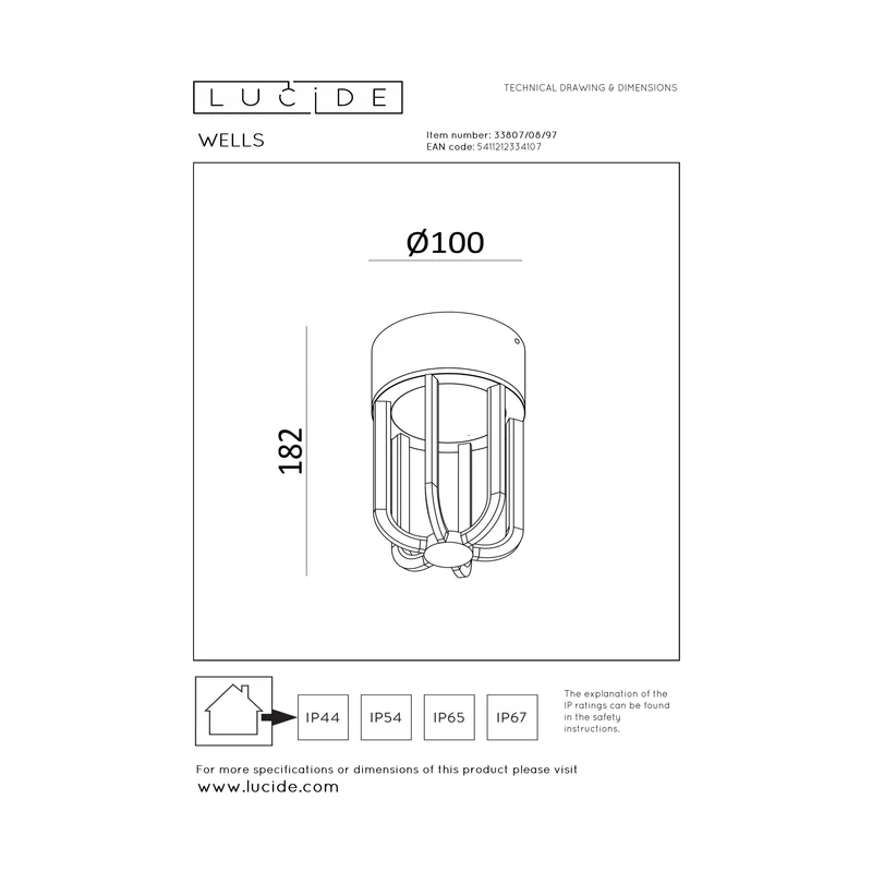 Lucide Wells Outdoor Ceiling Light