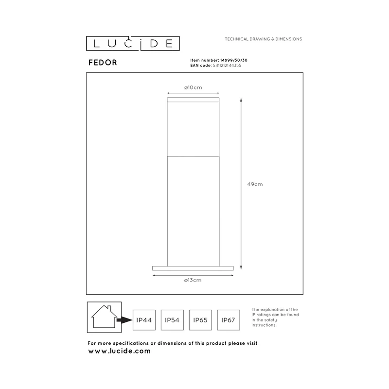 Lucide Fedor Bollard Lamp