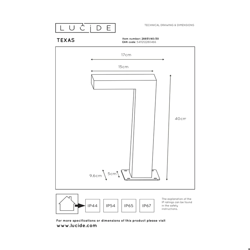 Lucide Texas Bollard Lamp
