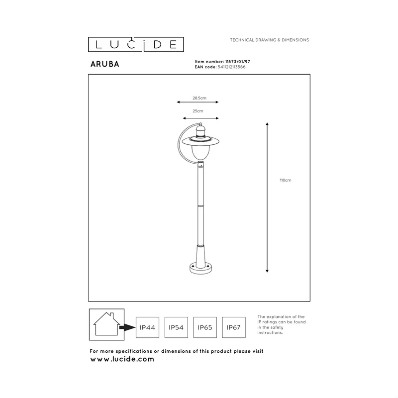 Lucide Aruba Outdoor Lamp Post