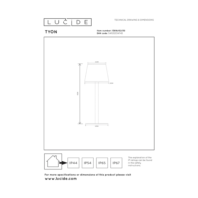 Lucide Tyon Rechargeable Outdoor Table Lamp