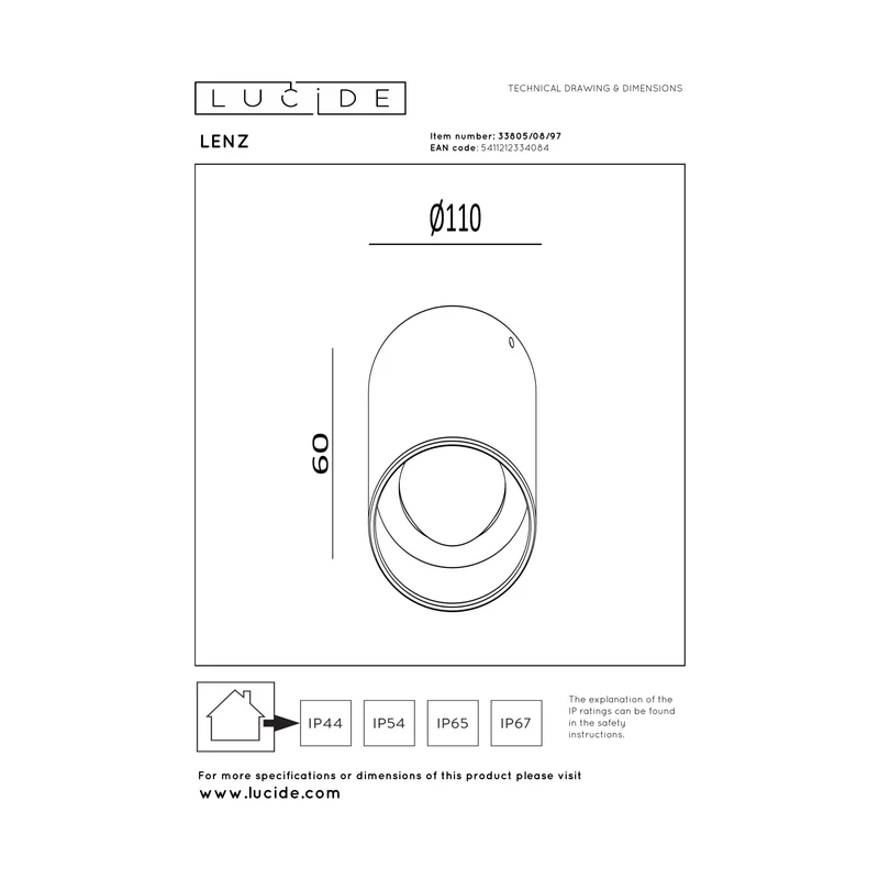 Lucide Lenz Outdoor Ceiling Spot