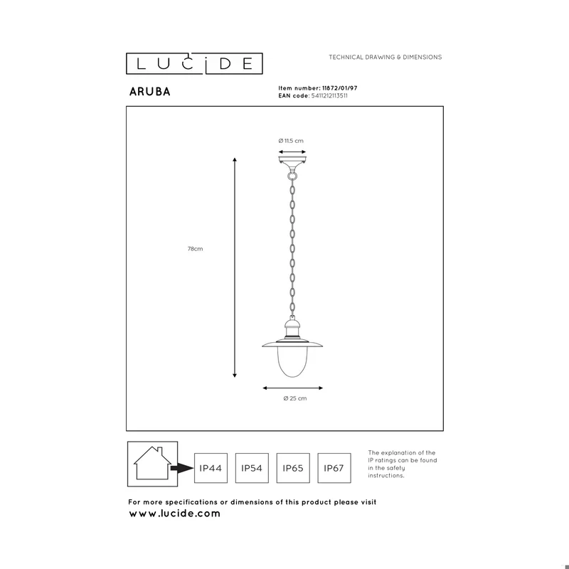 Lucide Aruba Outdoor Pendant Lamp